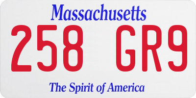 MA license plate 258GR9