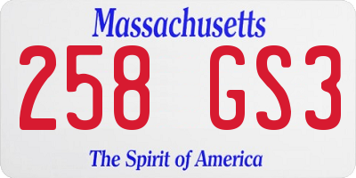 MA license plate 258GS3