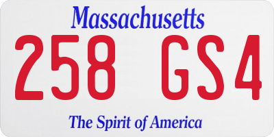 MA license plate 258GS4