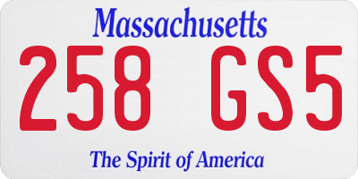 MA license plate 258GS5