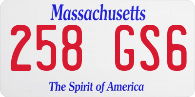 MA license plate 258GS6