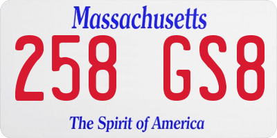 MA license plate 258GS8