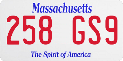 MA license plate 258GS9