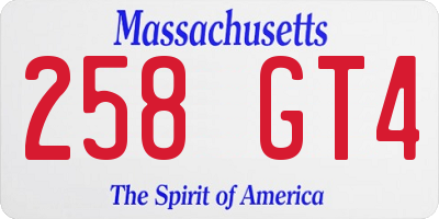 MA license plate 258GT4