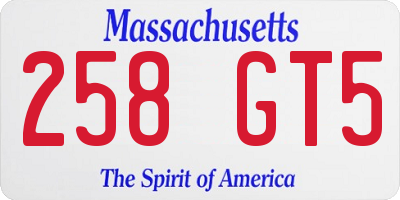 MA license plate 258GT5