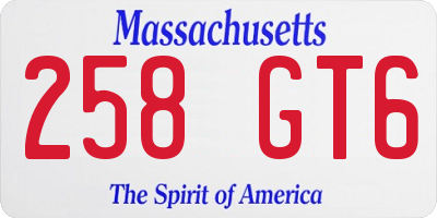 MA license plate 258GT6