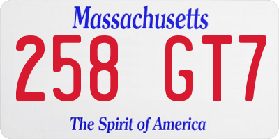 MA license plate 258GT7