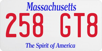 MA license plate 258GT8