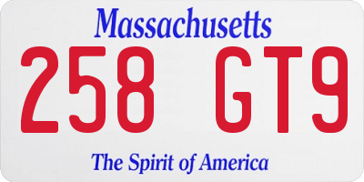 MA license plate 258GT9