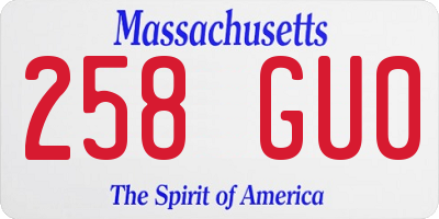 MA license plate 258GU0