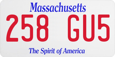 MA license plate 258GU5