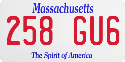MA license plate 258GU6