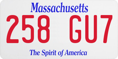 MA license plate 258GU7
