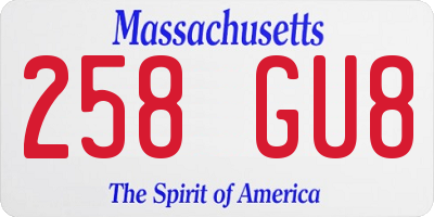 MA license plate 258GU8