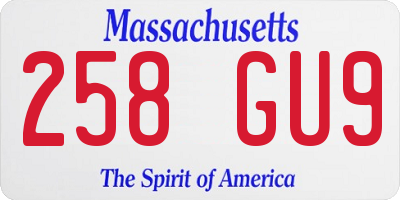 MA license plate 258GU9