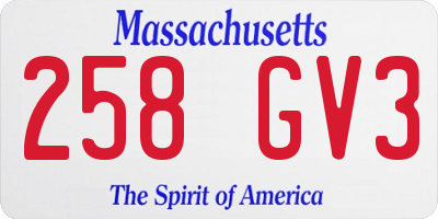 MA license plate 258GV3