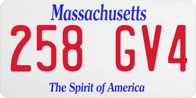 MA license plate 258GV4