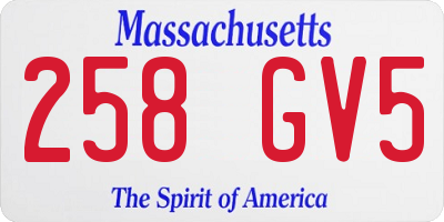 MA license plate 258GV5