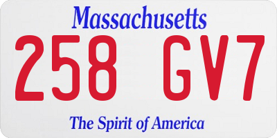 MA license plate 258GV7