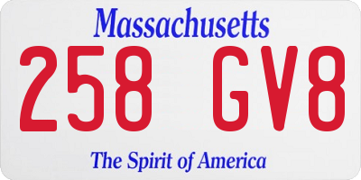 MA license plate 258GV8