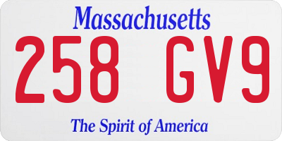 MA license plate 258GV9