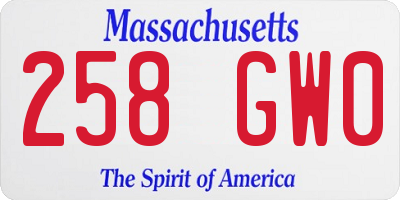 MA license plate 258GW0