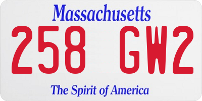 MA license plate 258GW2