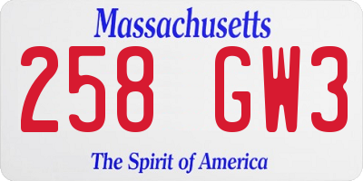 MA license plate 258GW3