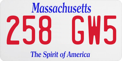 MA license plate 258GW5