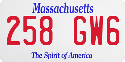 MA license plate 258GW6