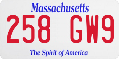 MA license plate 258GW9