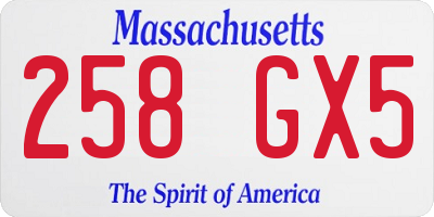 MA license plate 258GX5