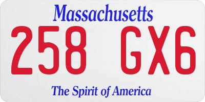 MA license plate 258GX6