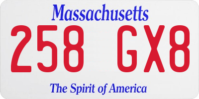 MA license plate 258GX8