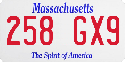 MA license plate 258GX9