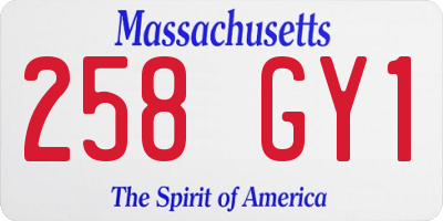 MA license plate 258GY1