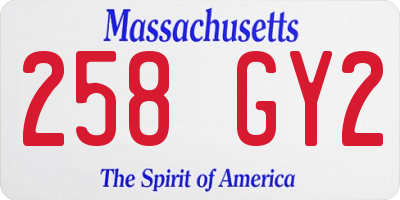 MA license plate 258GY2