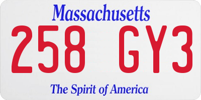 MA license plate 258GY3