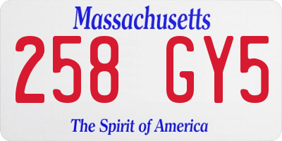 MA license plate 258GY5