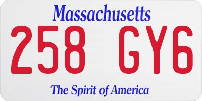 MA license plate 258GY6