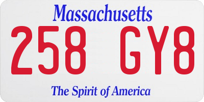 MA license plate 258GY8