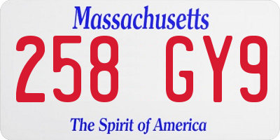 MA license plate 258GY9