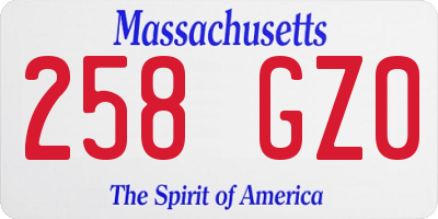 MA license plate 258GZ0