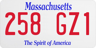 MA license plate 258GZ1