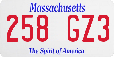 MA license plate 258GZ3