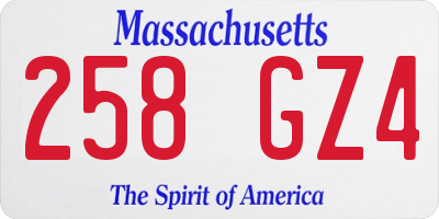 MA license plate 258GZ4