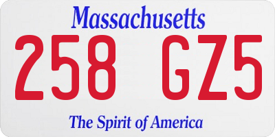 MA license plate 258GZ5