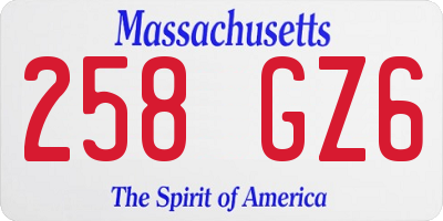 MA license plate 258GZ6