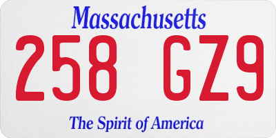 MA license plate 258GZ9
