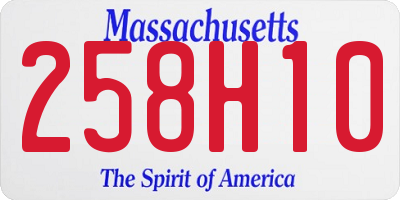 MA license plate 258H10